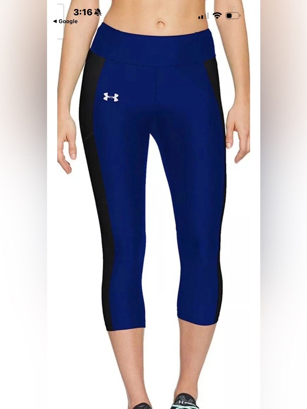 NWT Under Armour Heat Gear Speed Stride Capri Tight Large Blue Hidden Pockets